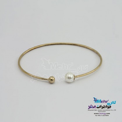 Gold bangle bracelet - pearl design-MB1575